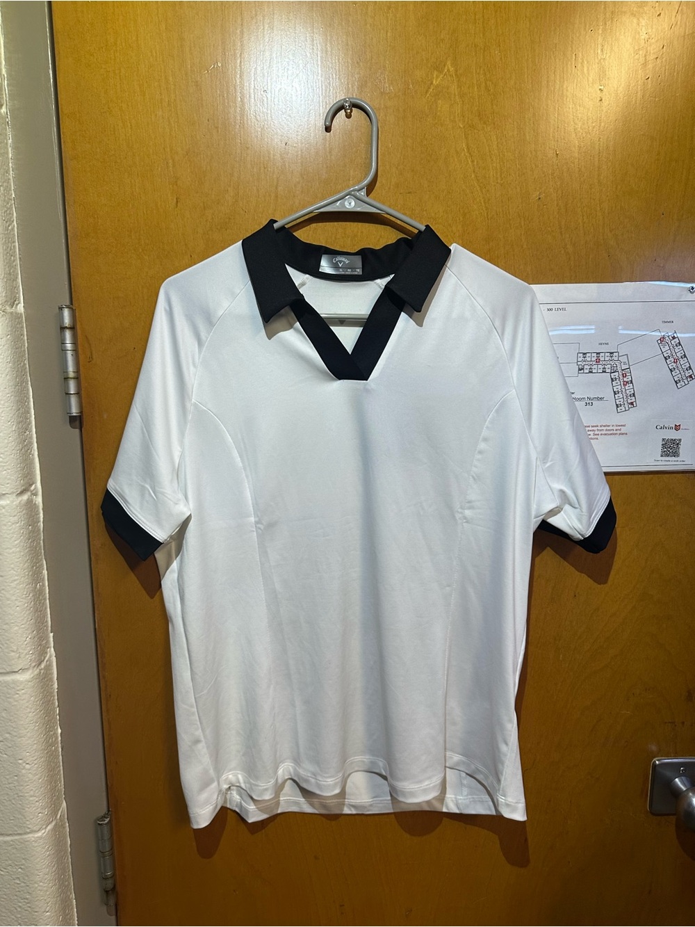 Callaway White Polo with Black Collar and Cuff Accents